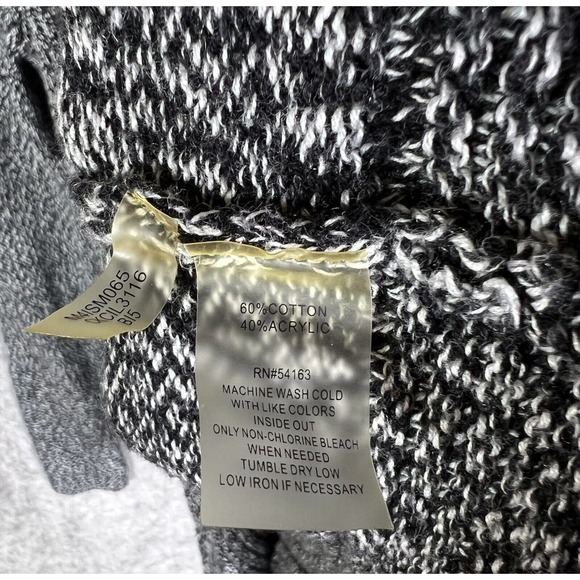 Calvin Klein Knit Cowl Neck Long Sleeve Pullover Sweater Women Small Black White - Picture 4 of 15